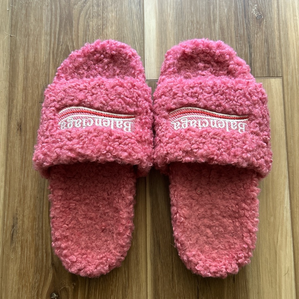 Balenciaga Plush Pink Slides